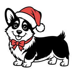 Corgi with Santa Hat