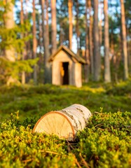 Forest scene with a log