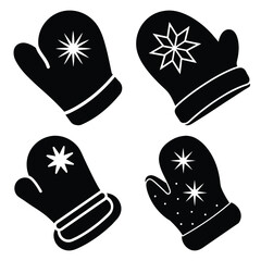 santa glove vector icon set