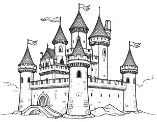 Fairytale Castle Line Drawing. (2)