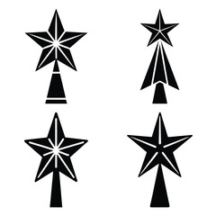 christmas tree star vector icon set