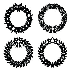 christmas wreath vector icon set