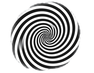 Concentric Black and White Spiral with Radial Gradient Hypnotic Design Isolated on Transparent Background