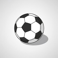 Classic soccer ball casting a shadow on a white background