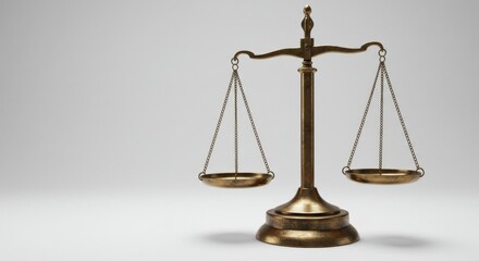 Antique Bronze Justice Scale Isolated on White Background Legal Symbol of Equality, Fair Trial, and Court Balance in Law and Order Concep