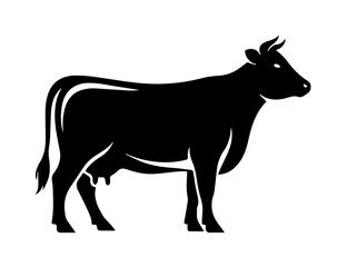 Cow Silhouette Vector on Transparent Background – Farm Animal Clipart