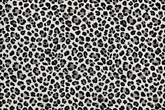 Seamless leopard pattern with black and gray spots on a white background