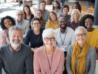 Group of diverse people with teamwork and inclusion at a conference setting