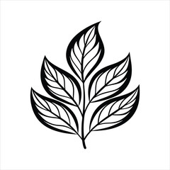 Botanical Leaf Silhouette Line Art Vector Illustration