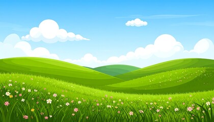 Obraz premium Lush green hills under a clear sky