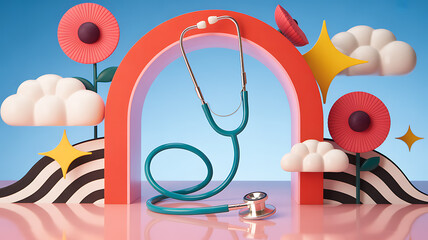 Stethoscope with Decorative Elements and Rainbow Arch medical healthcare