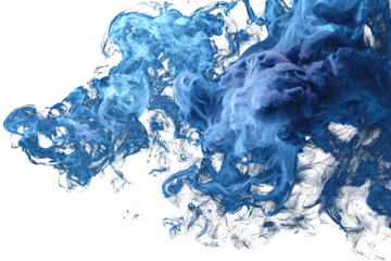 Abstract swirls of blue and purple smoke against a black background