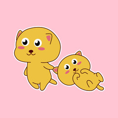 Adorable cartoon kitten stickers playful and cute character 