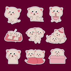 Cute kitten sticker set adorable cat illustrations