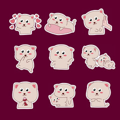 Cute kitten sticker set adorable cat illustrations
