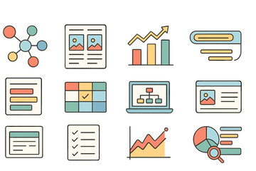 Business, analytics outline icon set. charts, graphs collection in outline style
