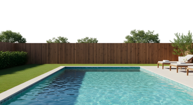 Modern Outdoor Swimming Pool Backyard Landscape Cut Out PNG
