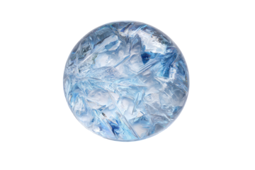 A sphere of fractured ice, light blue hues