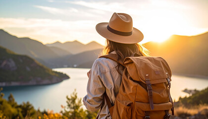Wanderlust Travel Photography of Person with Backpack in Majestic Landscape