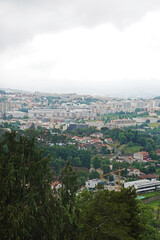 The panorama of Braga opening from Bom Jesus do Monte cathedral, Portugal                  