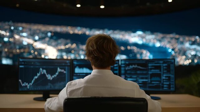 AI Portfolio Manager in Trading Floor with Natural Light