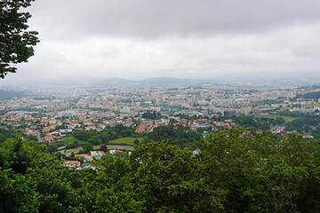 Fototapeta premium The panorama of Braga opening from Bom Jesus do Monte cathedral, Portugal 