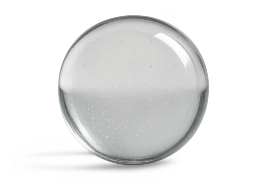Clear glass sphere with tiny bubbles isolated on transparent background, detailed - Powered by Adobe
