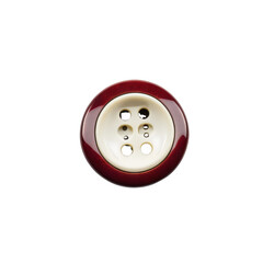 Close-Up of a Round Button with Four Holes on a White Background