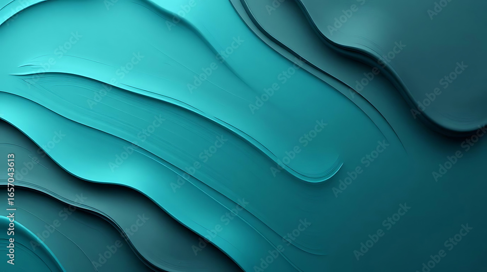 Poster abstract turquoise wave background with smooth fluid texture and gradient color, perfect for modern 
