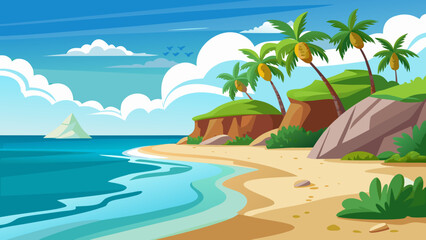 Obraz premium tropical island with palm trees
