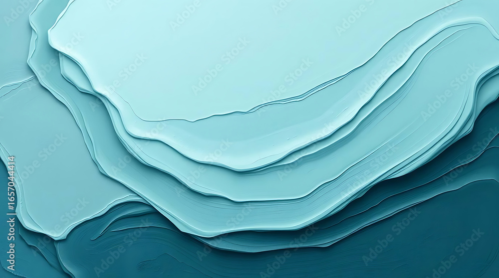 Poster Abstract blue layers background with a fluid and smooth texture, creating a modern and artistic design with a gradient effect and a vibrant color palette