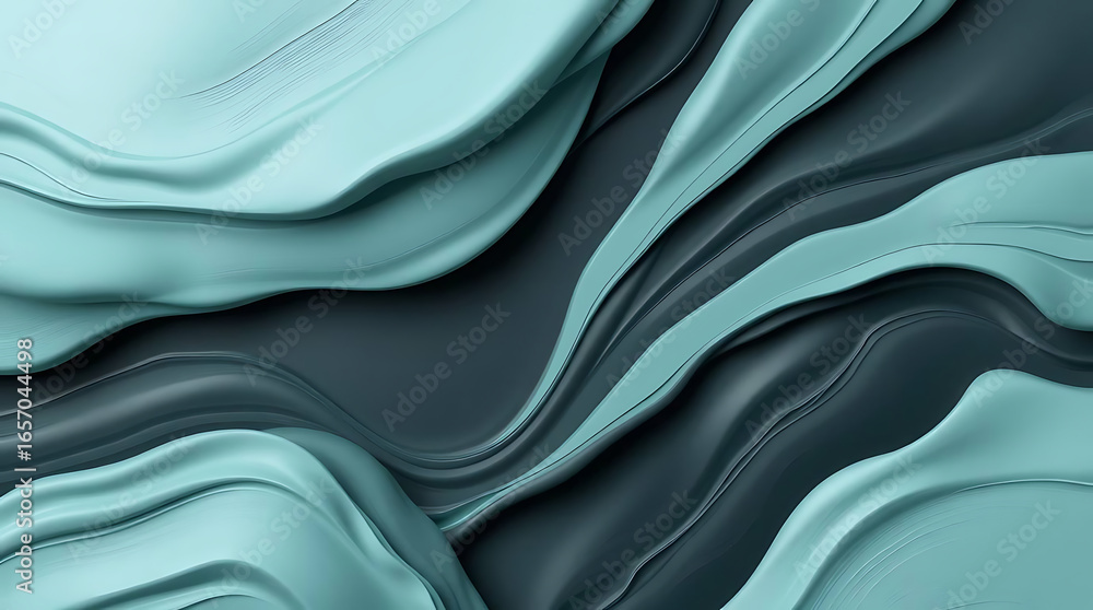 Poster abstract blue and black fluid art background with a smooth and wavy texture, creating a modern and a