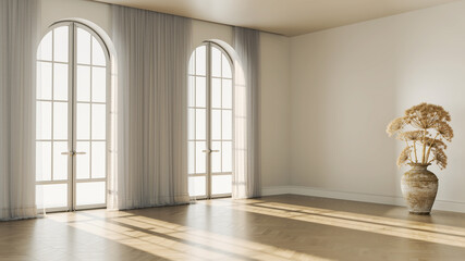 Large luxury modern bright interiors Living room mockup illustration 3D rendering image