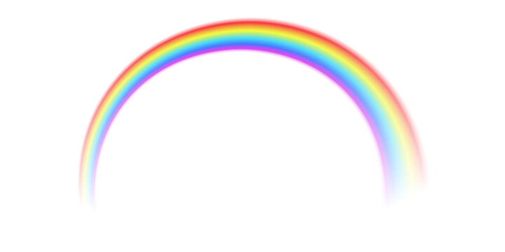 Transparent realistic semicircle arc rainbow spectrum illustration with bright wave colors red blue yellow green orange in sky isolated background weather fantasy curve effect abstract element