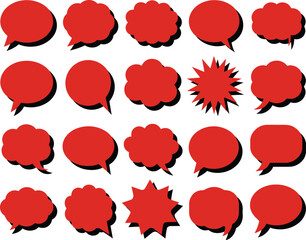 Red Speech Bubbles A Collection of 20 Vector Silhouettes