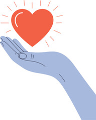 Hand Holding Heart Minimalist Love and Care Illustration