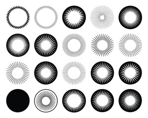 A Collection of 20 Unique Black and White Circular Burst and Starburst Designs