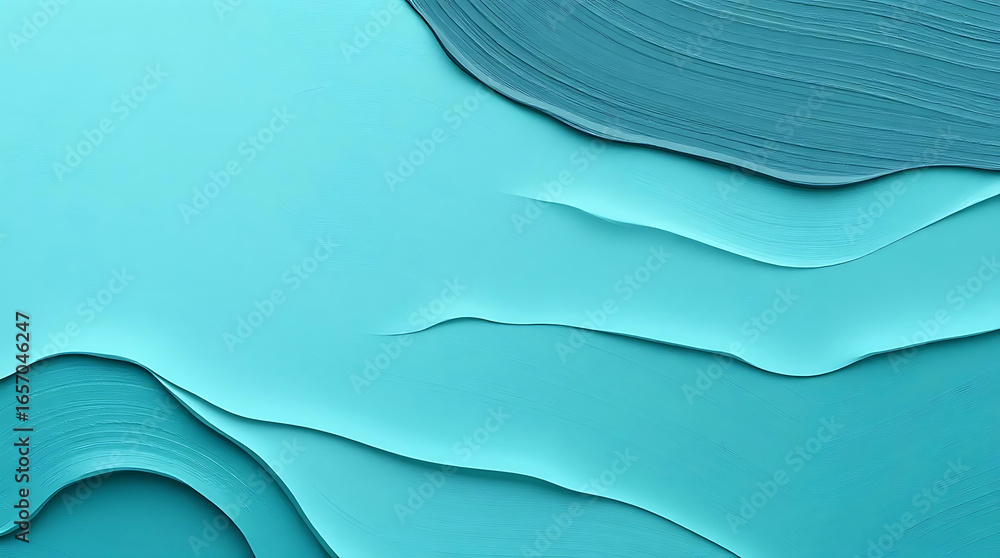 Poster abstract turquoise background with layered wavy lines and smooth texture, ideal for a modern and vib