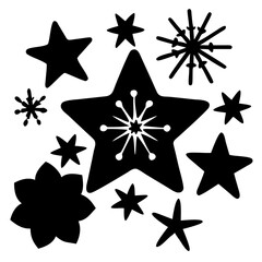 Black Star & Snowflake Pattern Illustration