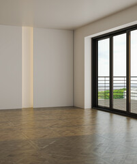 Large luxury modern bright interiors Living room mockup illustration 3D rendering image