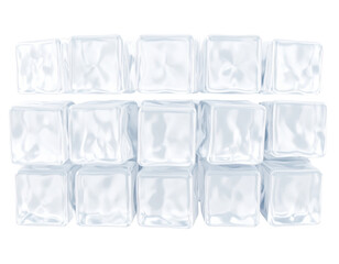 Transparent Ice Cubes in Structured Grid Decorative Cool Element Isolated on Transparent Background