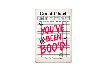 You’ve Been Boo’d Halloween Note Style Guest Check Clipart Sublimation Design

