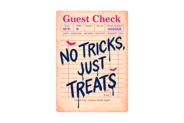 No Tricks Just Treats Guest Check Halloween Typography Clipart Sublimation Design