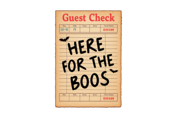 Here for the Boos Bar-Themed Halloween Guest Receipt Clipart Sublimation Design
