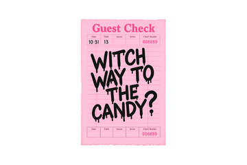 Witch Way to the Candy Funny Halloween Guest Check Receipt Sublimation Design