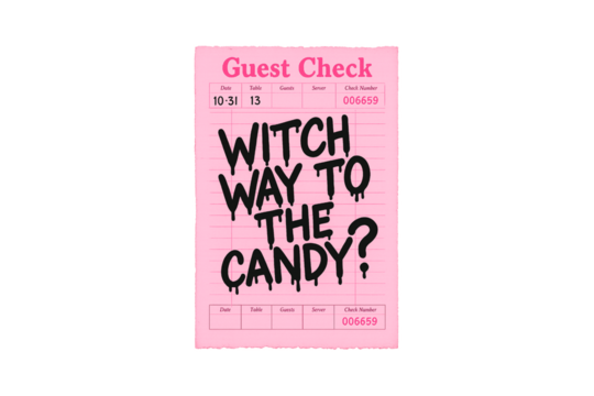 Witch Way to the Candy Funny Halloween Guest Check Receipt Sublimation Design