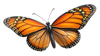 Fototapeta premium Detailed monarch butterfly with orange wings and black veins