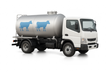 White milk tank truck transporting fresh milk isolated on transparent background