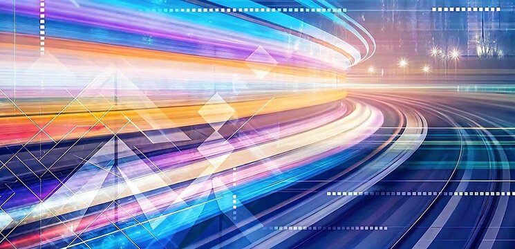 Technology screen with abstract high speed technology POV motion blur. - Powered by Adobe