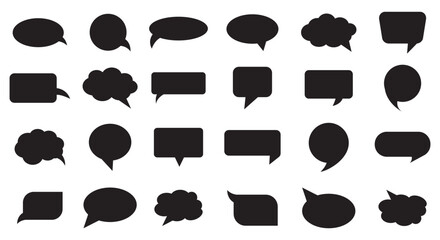 Set of vector speech bubble labels. Retro color special offer design elements, chat emblem, black callout